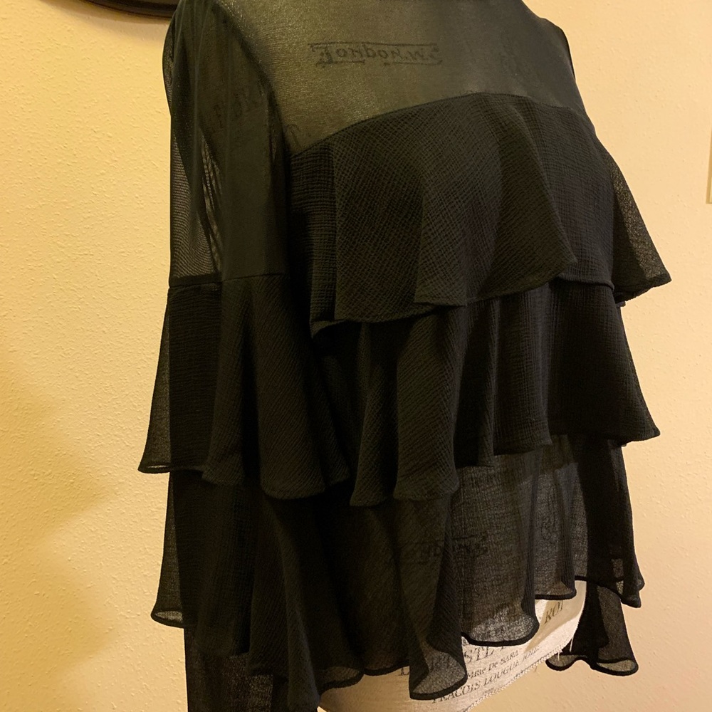 LN DARLING RUFFLED TOP W/LONG RUFFLE SLEEVES. CUTE - Picture 4 of 13